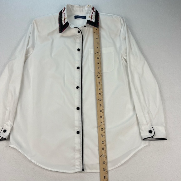 Karen Scott Christmas Holiday Vest Black Velvet Embroidered Blouse Top Women's M - Picture 13 of 16